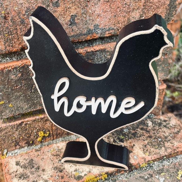 *Home Distressed Black Chicken Shelf Sitter - Picture 12 of 12